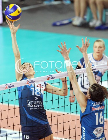  09.03.2014 OSTROWIEC SWIETOKRZYSKI<br />SIATKOWKA<br />FINAL PUCHARU POLSKI W PILCE SIATKOWEJ KOBIET ENEA CUP 2014 <br />MECZ FINALOWY CHEMIK POLICE - POLSKI CUKIER MUSZYNIANKA FAKRO BANK BPS MUSZYNA<br />N/Z MAJA OGNJENOVIC ALEKSANDRA JAGIELO <br /> 