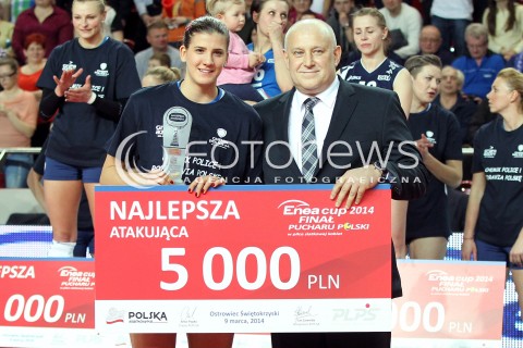  09.03.2014 OSTROWIEC SWIETOKRZYSKI<br />SIATKOWKA<br />FINAL PUCHARU POLSKI W PILCE SIATKOWEJ KOBIET ENEA CUP 2014 <br />MECZ FINALOWY CHEMIK POLICE - POLSKI CUKIER MUSZYNIANKA FAKRO BANK BPS MUSZYNA<br />CHEMIK POLICE ZDOBYWCA PUCHARU POLSKI ENEA CUP 2014<br />N/Z ANA BJELICA NAGRODA DLA NAJLEPSZEJ ATAKUJACEJ NAJLEPSZA ATAKUJACA<br /> 