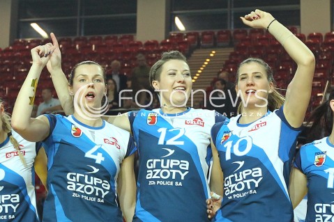  09.03.2014 OSTROWIEC SWIETOKRZYSKI<br />SIATKOWKA<br />FINAL PUCHARU POLSKI W PILCE SIATKOWEJ KOBIET ENEA CUP 2014 <br />MECZ FINALOWY CHEMIK POLICE - POLSKI CUKIER MUSZYNIANKA FAKRO BANK BPS MUSZYNA<br />N/Z ANA BJELICA IZABELA KOWALINSKA KATARZYNA GAJGAL - ANIOL RADOSC EMOCJE WYGRANA ZWYCIESTWO<br /> 
