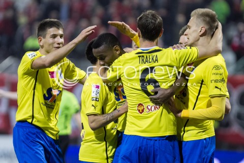  10.03.2014 LODZ PILKA NOZNA POLSKA T-MOBILE EKSTRAKLASA SEZON 2013/2014 FOOTBALL POLISH  WIDZEW LODZ - LECH POZNAN N/Z MANUEL ARBOLEDA GOL RADOSC  