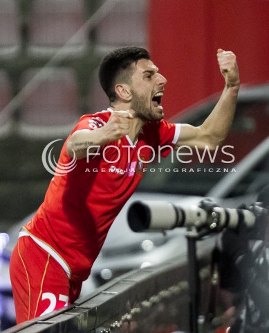  10.03.2014 LODZ PILKA NOZNA POLSKA T-MOBILE EKSTRAKLASA SEZON 2013/2014 FOOTBALL POLISH  WIDZEW LODZ - LECH POZNAN N/Z GOL RADOSC YANI UDINOV SYLWETKA  