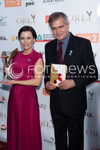  10.03.2014 WARSZAWA <br />WRECZENIE NAGROD ORLY 2014 W TEATRZE POLSKIM<br />N/Z AGATA KULESZA OLGIERD LUKASZEWICZ<br /> 