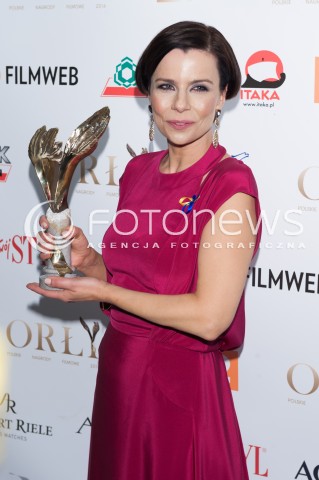  10.03.2014 WARSZAWA <br />WRECZENIE NAGROD ORLY 2014 W TEATRZE POLSKIM<br />N/Z AGATA KULESZA<br /> 