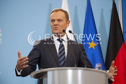  12.03.2014 WARSZAWA KONFERENCJA PRASOWA PREMIERA DONALDA TUSKA I KANCLERZ NIEMIEC ANGELI MERKEL PO SPOTKANIU W WARSZAWIE N/Z PREZES RADY MINISTROW PREMIER DONALD TUSK  