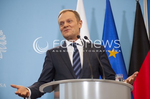  12.03.2014 WARSZAWA KONFERENCJA PRASOWA PREMIERA DONALDA TUSKA I KANCLERZ NIEMIEC ANGELI MERKEL PO SPOTKANIU W WARSZAWIE N/Z PREZES RADY MINISTROW PREMIER DONALD TUSK  