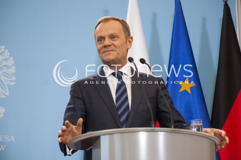  12.03.2014 WARSZAWA KONFERENCJA PRASOWA PREMIERA DONALDA TUSKA I KANCLERZ NIEMIEC ANGELI MERKEL PO SPOTKANIU W WARSZAWIE N/Z PREZES RADY MINISTROW PREMIER DONALD TUSK  