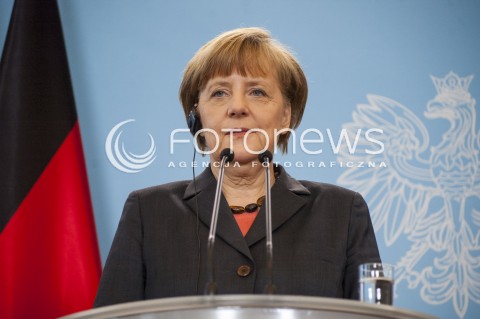  12.03.2014 WARSZAWA KONFERENCJA PRASOWA PREMIERA DONALDA TUSKA I KANCLERZ NIEMIEC ANGELI MERKEL PO SPOTKANIU W WARSZAWIE N/Z KANCLERZ NIEMIEC ANGELA MERKEL  