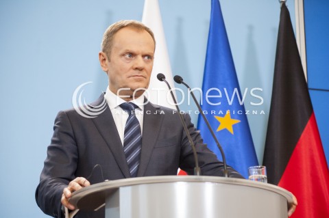  12.03.2014 WARSZAWA KONFERENCJA PRASOWA PREMIERA DONALDA TUSKA I KANCLERZ NIEMIEC ANGELI MERKEL PO SPOTKANIU W WARSZAWIE N/Z PREZES RADY MINISTROW PREMIER DONALD TUSK  