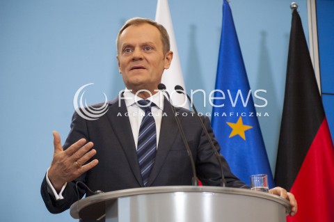  12.03.2014 WARSZAWA KONFERENCJA PRASOWA PREMIERA DONALDA TUSKA I KANCLERZ NIEMIEC ANGELI MERKEL PO SPOTKANIU W WARSZAWIE N/Z PREZES RADY MINISTROW PREMIER DONALD TUSK  