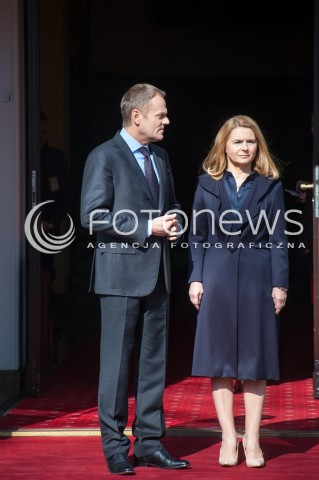  14.03.2014 WARSZAWA SPOTKANIE PREZESA RADY MINISTROW DONALDA TUSKA Z WICEPREZYDENTEM REPUBLIKI POLUDNIOWEJ AFRYKI  KGALEMA MOTLANTHE N/Z PREMIER DONALD TUSK Z MALZONKA MALGORZATA TUSK  