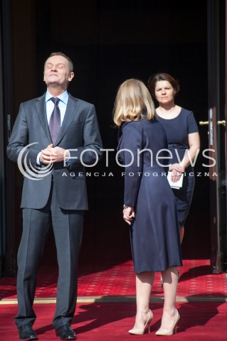  14.03.2014 WARSZAWA SPOTKANIE PREZESA RADY MINISTROW DONALDA TUSKA Z WICEPREZYDENTEM REPUBLIKI POLUDNIOWEJ AFRYKI  KGALEMA MOTLANTHE N/Z PREMIER DONALD TUSK Z MALZONKA MALGORZATA TUSK  