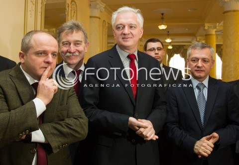  15.03.2014 JASIONKA<br />KONFERENCJA CWIERCWIECZE WOLNOSCI - WIES SRODKOWOEUROPEJSKA PO UPADKU KOMUNIZMU<br />N/Z PAWEL KOWAL (L1) KAZIMIERZ JAWORSKI (L2) JAROSLAW GOWIN (C) - PREZES POLSKA RAZEM<br /> 