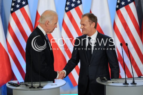  18.03.2014 WARSZAWA<br />WIZYTA WICEPREZYDENTA USA JOE BIDENA W POLSCE<br />N/Z JOE BIDEN DONALD TUSK<br /> 