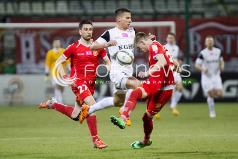  21.03.2014 LODZ PILKA NOZNA POLSKA T-MOBILE EKSTRAKLASA SEZON SEASON 2013/2014 FOOTBALL POLISH  WIDZEW LODZ - ZAGLEBIE LUBINN N/Z DORDE COTRA EDUARDS VISNIAKOVS YANI URDINOV  