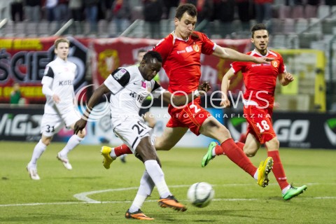  21.03.2014 LODZ PILKA NOZNA POLSKA T-MOBILE EKSTRAKLASA SEZON SEASON 2013/2014 FOOTBALL POLISH  WIDZEW LODZ - ZAGLEBIE LUBINN N/Z DAVID ABWO MAREK WASILUK  