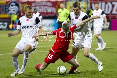  21.03.2014 LODZ PILKA NOZNA POLSKA T-MOBILE EKSTRAKLASA SEZON SEASON 2013/2014 FOOTBALL POLISH  WIDZEW LODZ - ZAGLEBIE LUBINN N/Z ADAM BANAS EDUARDS VISNIAKOVS BARTOSZ RYMANIAK  
