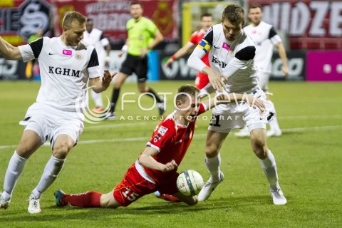  21.03.2014 LODZ PILKA NOZNA POLSKA T-MOBILE EKSTRAKLASA SEZON SEASON 2013/2014 FOOTBALL POLISH  WIDZEW LODZ - ZAGLEBIE LUBINN N/Z ADAM BANAS EDUARDS VISNIAKOVS BARTOSZ RYMANIAK  