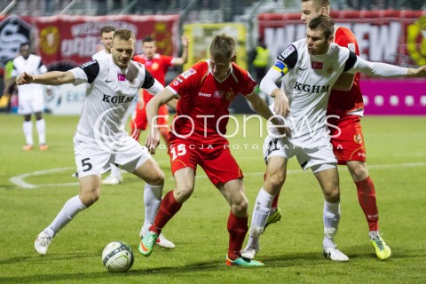  21.03.2014 LODZ PILKA NOZNA POLSKA T-MOBILE EKSTRAKLASA SEZON SEASON 2013/2014 FOOTBALL POLISH  WIDZEW LODZ - ZAGLEBIE LUBINN N/Z ADAM BANAS EDUARDS VISNIAKOVS BARTOSZ RYMANIAK  