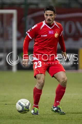  21.03.2014 LODZ PILKA NOZNA POLSKA T-MOBILE EKSTRAKLASA SEZON SEASON 2013/2014 FOOTBALL POLISH  WIDZEW LODZ - ZAGLEBIE LUBINN N/Z XHEVDET GELA SYLWETKA  