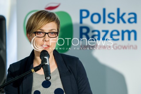  22.03.2014 RZESZOW<br />PREZENTACJA KANDYDATOW POLSKI RAZEM JAROSLAWA GOWINA DO PARLAMENTU EUROPEJSKIEGO NA PODKARPACIU<br />N/Z KINGA STRUS - KOZLOWSKA (NR 6 NA LISCIE)<br /> 