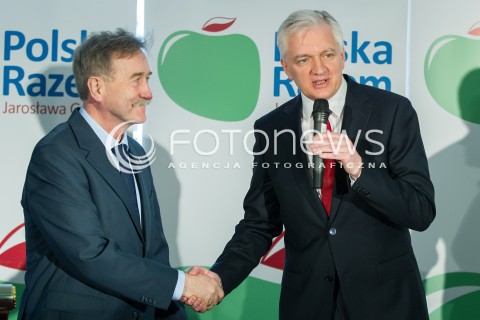  22.03.2014 RZESZOW<br />PREZENTACJA KANDYDATOW POLSKI RAZEM JAROSLAWA GOWINA DO PARLAMENTU EUROPEJSKIEGO NA PODKARPACIU<br />N/Z KAZIMIERZ JAWORSKI JAROSLAW GOWIN<br /> 