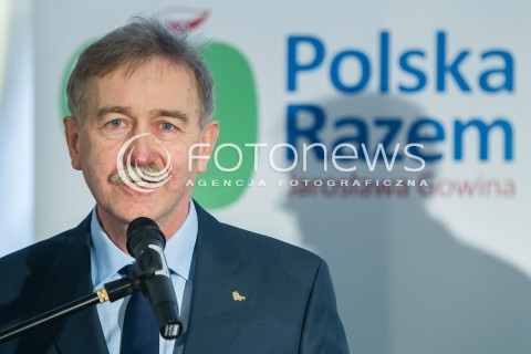  22.03.2014 RZESZOW<br />PREZENTACJA KANDYDATOW POLSKI RAZEM JAROSLAWA GOWINA DO PARLAMENTU EUROPEJSKIEGO NA PODKARPACIU<br />N/Z KAZIMIERZ JAWORSKI (NR 1 NA LISCIE)<br /> 