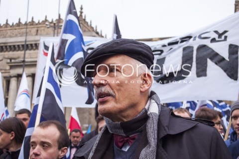  23.03.2014 WARSZAWA MARSZ NOWEJ PRAWICY PO WIELKIM KONGRESIE PRAWICY W WARSZAWIE N/Z PREZES KNP JANUSZ KORWIN MIKKE  