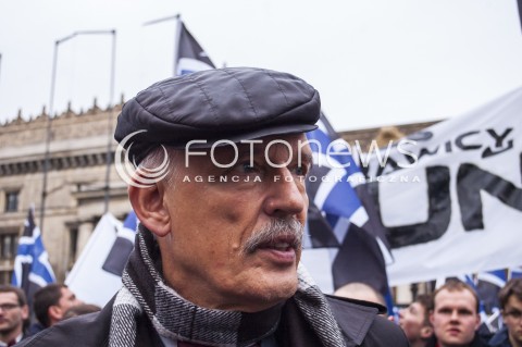  23.03.2014 WARSZAWA MARSZ NOWEJ PRAWICY PO WIELKIM KONGRESIE PRAWICY W WARSZAWIE N/Z PREZES KNP JANUSZ KORWIN MIKKE  