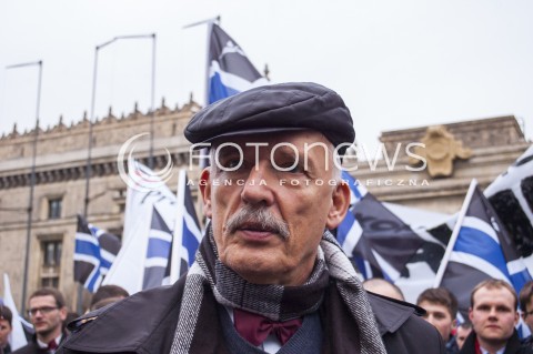  23.03.2014 WARSZAWA MARSZ NOWEJ PRAWICY PO WIELKIM KONGRESIE PRAWICY W WARSZAWIE N/Z PREZES KNP JANUSZ KORWIN MIKKE  