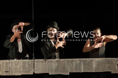  25.03.2014 WARSZAWA <br />PROBA MEDIALNA NIECH NO TYLKO ZAKWITNA JABLONIE W TEATRZE ATENEUM<br />N/Z KRZYSZTOF TYNIEC WOJCIECH BRZEZINSKI WOJCIECH MICHALAK<br /> 