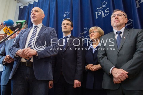  30.03.2014 RZESZOW <br />PREZENTACJA KANDYDATOW PIS DO PARLAMENTU EUROPEJSKIEGO NA PODKARPACIU<br />N/Z JOACHIM BRUDZINSKI TOMASZ POREBA JOZEFA HRYNKIEWICZ TADEUSZ PIORO<br /> 