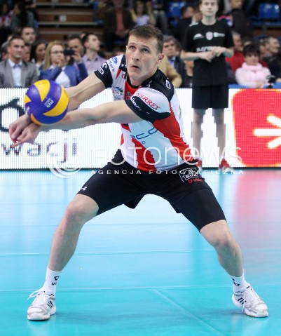  04.04.2014 RZESZOW <br />SIATKOWKA PLUS LIGA 2013/2014 MEN VOLLEYBALL POLAND POLISH PLUSLIGA LEAGUE SEASON 2013/2014 RUNDA PLAY-OFF POLFINAL SEMIFINAL<br />MECZ ASSECO RESOVIA - ZAKSA KEDZIERZYN KOZLE<br />N/Z LUKAS TICHACEK SYLWETKA <br /> 