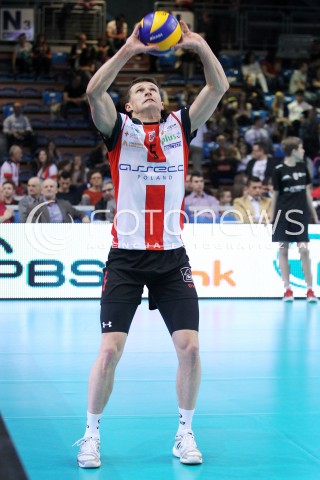  04.04.2014 RZESZOW <br />SIATKOWKA PLUS LIGA 2013/2014 MEN VOLLEYBALL POLAND POLISH PLUSLIGA LEAGUE SEASON 2013/2014 RUNDA PLAY-OFF POLFINAL SEMIFINAL<br />MECZ ASSECO RESOVIA - ZAKSA KEDZIERZYN KOZLE<br />N/Z LUKAS TICHACEK SYLWETKA <br /> 