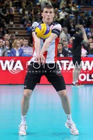  04.04.2014 RZESZOW <br />SIATKOWKA PLUS LIGA 2013/2014 MEN VOLLEYBALL POLAND POLISH PLUSLIGA LEAGUE SEASON 2013/2014 RUNDA PLAY-OFF POLFINAL SEMIFINAL<br />MECZ ASSECO RESOVIA - ZAKSA KEDZIERZYN KOZLE<br />N/Z LUKAS TICHACEK SYLWETKA <br /> 