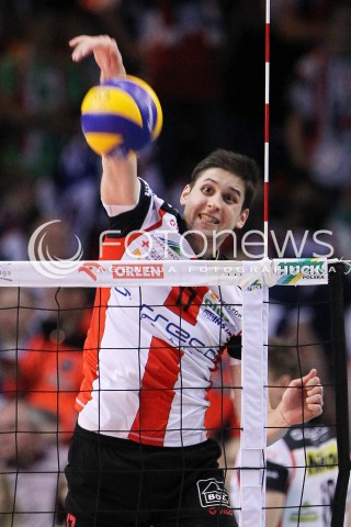  04.04.2014 RZESZOW <br />SIATKOWKA PLUS LIGA 2013/2014 MEN VOLLEYBALL POLAND POLISH PLUSLIGA LEAGUE SEASON 2013/2014 RUNDA PLAY-OFF POLFINAL SEMIFINAL<br />MECZ ASSECO RESOVIA - ZAKSA KEDZIERZYN KOZLE<br />N/Z NIKOLAY PENCHEV PENCZEV SYLWETKA ATAK<br /> 