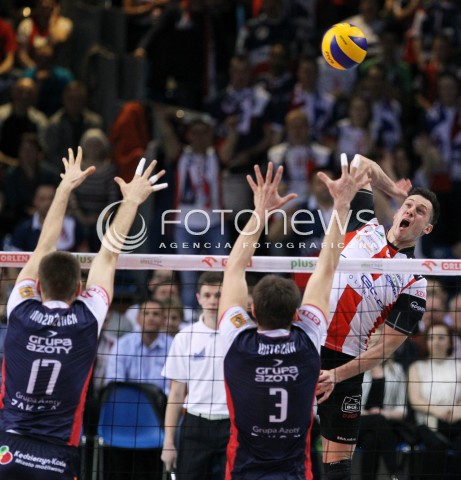  04.04.2014 RZESZOW <br />SIATKOWKA PLUS LIGA 2013/2014 MEN VOLLEYBALL POLAND POLISH PLUSLIGA LEAGUE SEASON 2013/2014 RUNDA PLAY-OFF POLFINAL SEMIFINAL<br />MECZ ASSECO RESOVIA - ZAKSA KEDZIERZYN KOZLE<br />N/Z OLIEG ACHREM ALEH AKHREM MARCIN MOZDZONEK DOMINIK WITCZAK <br /> 