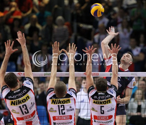  04.04.2014 RZESZOW <br />SIATKOWKA PLUS LIGA 2013/2014 MEN VOLLEYBALL POLAND POLISH PLUSLIGA LEAGUE SEASON 2013/2014 RUNDA PLAY-OFF POLFINAL SEMIFINAL<br />MECZ ASSECO RESOVIA - ZAKSA KEDZIERZYN KOZLE<br />N/Z DICK KOOY PETER VERES LUKASZ PERLOWSKI LUKAS TICHACEK <br /> 