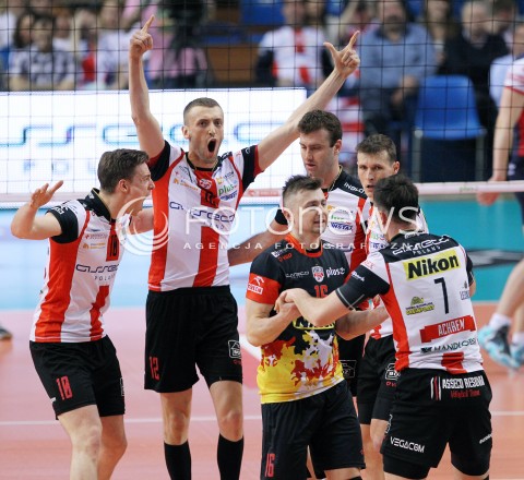  04.04.2014 RZESZOW <br />SIATKOWKA PLUS LIGA 2013/2014 MEN VOLLEYBALL POLAND POLISH PLUSLIGA LEAGUE SEASON 2013/2014 RUNDA PLAY-OFF POLFINAL SEMIFINAL<br />MECZ ASSECO RESOVIA - ZAKSA KEDZIERZYN KOZLE<br />N/Z JOCHEN SCHOPS LUKASZ PERLOWSKI PETER VERES KRZYSZTOF IGNACZAK RADOSC EMOCJE <br /> 
