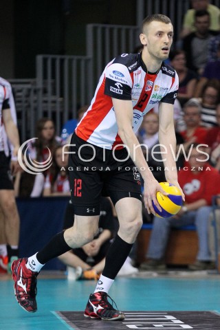  04.04.2014 RZESZOW <br />SIATKOWKA PLUS LIGA 2013/2014 MEN VOLLEYBALL POLAND POLISH PLUSLIGA LEAGUE SEASON 2013/2014 RUNDA PLAY-OFF POLFINAL SEMIFINAL<br />MECZ ASSECO RESOVIA - ZAKSA KEDZIERZYN KOZLE<br />N/Z LUKASZ PERLOWSKI SYLWETKA <br /> 
