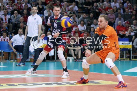  04.04.2014 RZESZOW <br />SIATKOWKA PLUS LIGA 2013/2014 MEN VOLLEYBALL POLAND POLISH PLUSLIGA LEAGUE SEASON 2013/2014 RUNDA PLAY-OFF POLFINAL SEMIFINAL<br />MECZ ASSECO RESOVIA - ZAKSA KEDZIERZYN KOZLE<br />N/Z MICHAL RUCIAK PIOTR GACEK <br /> 