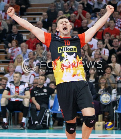  04.04.2014 RZESZOW <br />SIATKOWKA PLUS LIGA 2013/2014 MEN VOLLEYBALL POLAND POLISH PLUSLIGA LEAGUE SEASON 2013/2014 RUNDA PLAY-OFF POLFINAL SEMIFINAL<br />MECZ ASSECO RESOVIA - ZAKSA KEDZIERZYN KOZLE<br />N/Z KRZYSZTOF IGNACZAK SYLWETKA RADOSC EMOCJE <br /> 