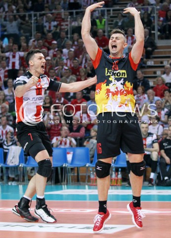  04.04.2014 RZESZOW <br />SIATKOWKA PLUS LIGA 2013/2014 MEN VOLLEYBALL POLAND POLISH PLUSLIGA LEAGUE SEASON 2013/2014 RUNDA PLAY-OFF POLFINAL SEMIFINAL<br />MECZ ASSECO RESOVIA - ZAKSA KEDZIERZYN KOZLE<br />N/Z KRZYSZTOF IGNACZAK ALEH ACHREM OLIEG AKHREM RADOSC EMOCJE SYLWETKA <br /> 