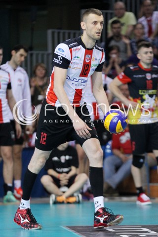  04.04.2014 RZESZOW <br />SIATKOWKA PLUS LIGA 2013/2014 MEN VOLLEYBALL POLAND POLISH PLUSLIGA LEAGUE SEASON 2013/2014 RUNDA PLAY-OFF POLFINAL SEMIFINAL<br />MECZ ASSECO RESOVIA - ZAKSA KEDZIERZYN KOZLE<br />N/Z LUKASZ PERLOWSKI SYLWETKA <br /> 
