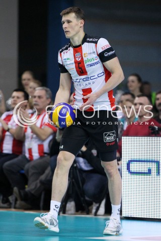  04.04.2014 RZESZOW <br />SIATKOWKA PLUS LIGA 2013/2014 MEN VOLLEYBALL POLAND POLISH PLUSLIGA LEAGUE SEASON 2013/2014 RUNDA PLAY-OFF POLFINAL SEMIFINAL<br />MECZ ASSECO RESOVIA - ZAKSA KEDZIERZYN KOZLE<br />N/Z LUKAS TICHACEK SYLWETKA <br /> 