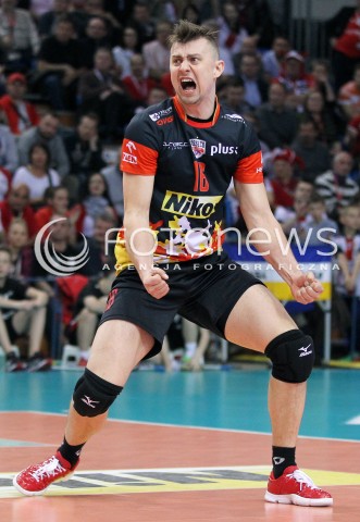  04.04.2014 RZESZOW <br />SIATKOWKA PLUS LIGA 2013/2014 MEN VOLLEYBALL POLAND POLISH PLUSLIGA LEAGUE SEASON 2013/2014 RUNDA PLAY-OFF POLFINAL SEMIFINAL<br />MECZ ASSECO RESOVIA - ZAKSA KEDZIERZYN KOZLE<br />N/Z KRZYSZTOF IGNACZAK RADOSC EMOCJE SYLWETKA <br /> 