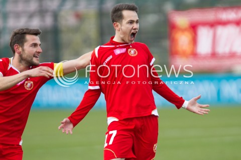  05.04.2014 LODZ PILKA NOZNA POLSKA T-MOBILE EKSTRAKLASA SEZON SEASON 2013/2014 FOOTBALL POLISH  WIDZEW LODZ - WISLA KRAKOW N/Z MARIUSZ RYBICKI GOL RADOSC  