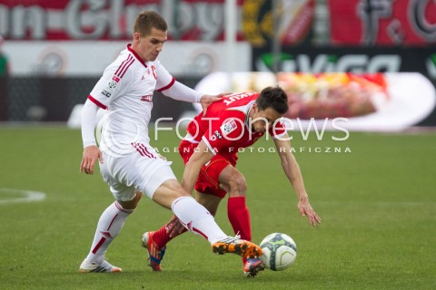  05.04.2014 LODZ PILKA NOZNA POLSKA T-MOBILE EKSTRAKLASA SEZON SEASON 2013/2014 FOOTBALL POLISH  WIDZEW LODZ - WISLA KRAKOW N/Z ALAN URYGA MARCIN KIKUT  