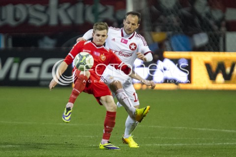  05.04.2014 LODZ PILKA NOZNA POLSKA T-MOBILE EKSTRAKLASA SEZON SEASON 2013/2014 FOOTBALL POLISH  WIDZEW LODZ - WISLA KRAKOW N/Z BARTLOMIEJ KASPRZAK OSTOJA STJEPANOVIC  
