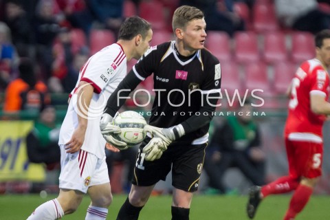  05.04.2014 LODZ PILKA NOZNA POLSKA T-MOBILE EKSTRAKLASA SEZON SEASON 2013/2014 FOOTBALL POLISH  WIDZEW LODZ - WISLA KRAKOW N/Z PATRYK WOLANSKI  