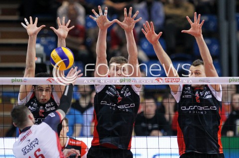  05.04.2014 RZESZOW <br />SIATKOWKA PLUS LIGA 2013/2014 MEN VOLLEYBALL POLAND POLISH PLUSLIGA LEAGUE SEASON 2013/2014 RUNDA PLAY-OFF POLFINAL SEMIFINAL<br />MECZ ASSECO RESOVIA - ZAKSA KEDZIERZYN KOZLE<br />N/Z FABIAN DRZYZGA PIOTR NOWAKOWSKI PAUL LOTMAN <br /> 
